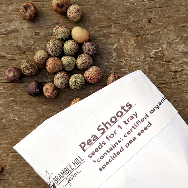 Bramble Hill Farm micro gardens for microgreens pea shoots