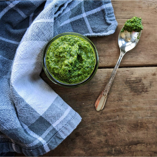 Bramble Hill Farm microgreen pesto pasta