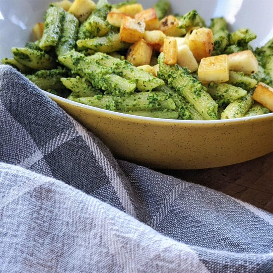 Bramble Hill Farm microgreen pesto pasta